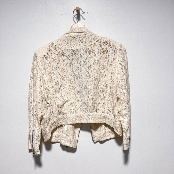 Cream Lace Biker Moto Jacket - Picture 14 of 16